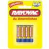PILHA RAYOVAC PALITO AMARELINHA SM 4UN